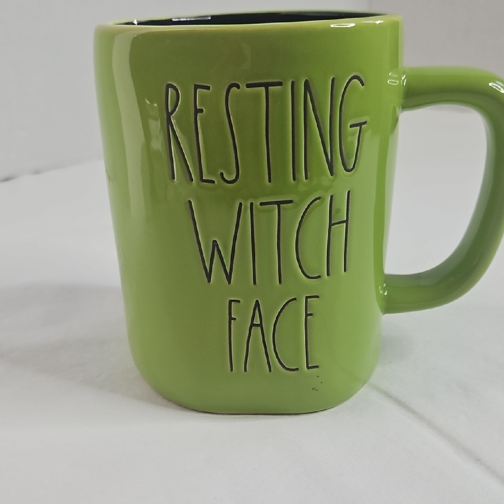 Rae Dunn Green 'Resting Witch Face' Mug